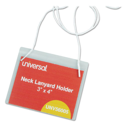 Clear Badge Holders W-neck Lanyards, 3 X 4, White Inserts, 100-box