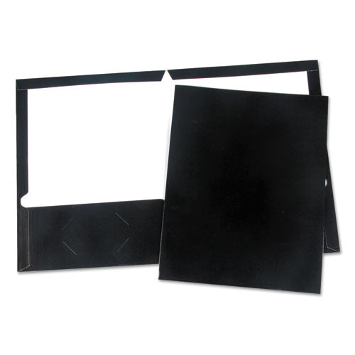 Laminated Two-pocket Folder, Cardboard Paper, Black, 11 X 8 1-2, 25-pack