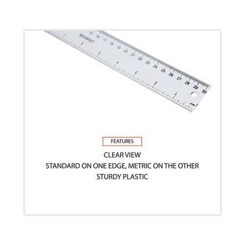 Clear Plastic Ruler, Standard-metric, 12" Long, Clear