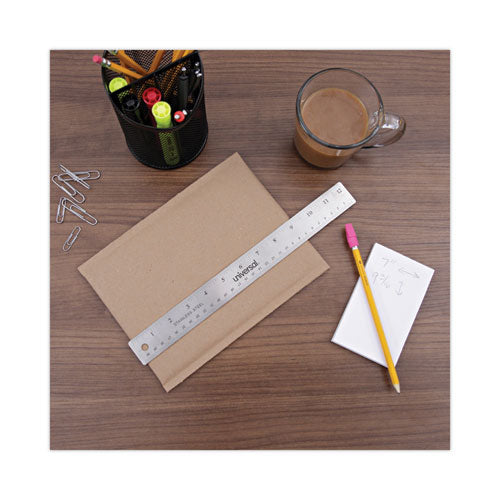Stainless Steel Ruler With Cork Back And Hanging Hole, Standard-metric, 12" Long