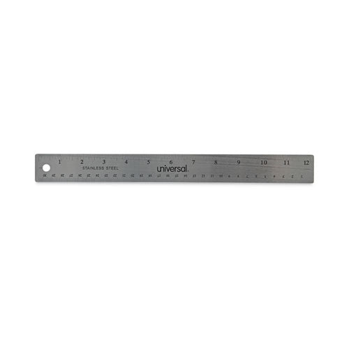 Stainless Steel Ruler With Cork Back And Hanging Hole, Standard-metric, 12" Long