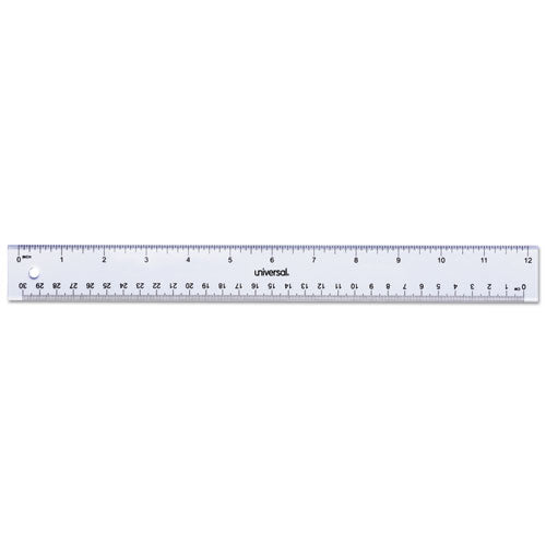 Clear Plastic Ruler, Standard-metric, 6" Long, Clear, 2-pack