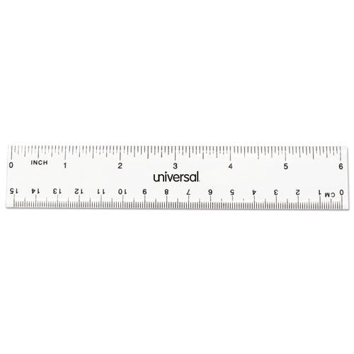 Clear Plastic Ruler, Standard-metric, 6" Long, Clear, 2-pack