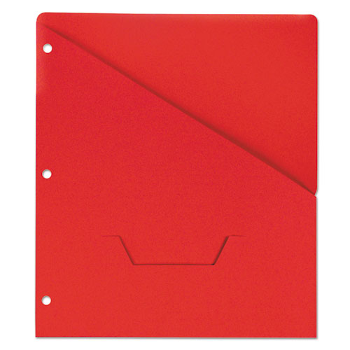 Slash-cut Pockets For Three-ring Binders, Jacket, Letter, 11 Pt., Red, 10-pack
