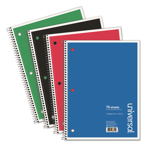 Wirebound Notebook, 1 Subject, Medium-college Rule, Assorted Covers, 10.5 X 8, 70 Sheets, 4-pack