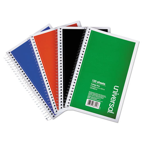 Wirebound Notebook, 1 Subject, Medium-college Rule, Assorted Covers, 10.5 X 8, 70 Sheets, 4-pack