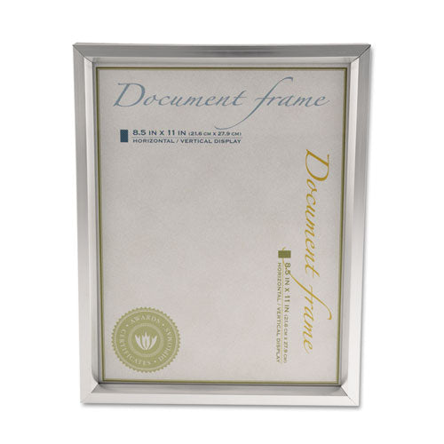 Plastic Document Frame, For 8 1-2 X 11, Easel Back, Metallic Silver