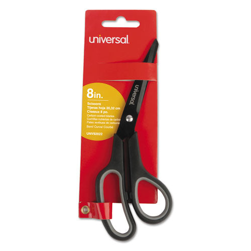 Industrial Carbon Blade Scissors, 8" Long, 3.5" Cut Length, Black-gray Offset Handle