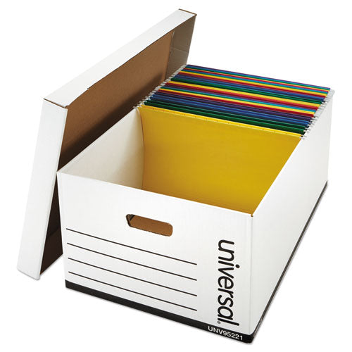 Medium-duty Easy Assembly Storage Box, Legal Files, White, 12-carton