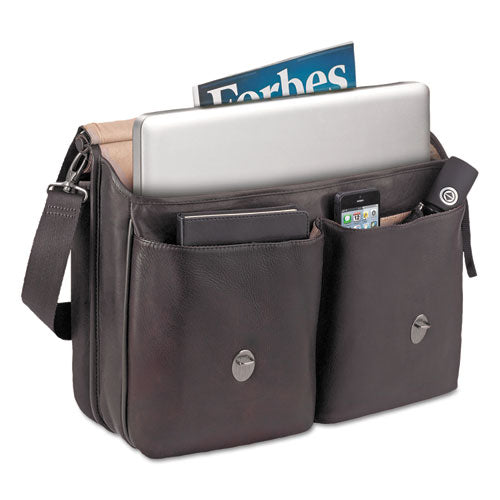 Executive Leather Briefcase, 16", 16 1-2" X 5" X 13", Espresso