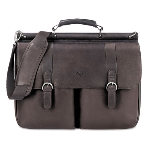 Executive Leather Briefcase, 16", 16 1-2" X 5" X 13", Espresso