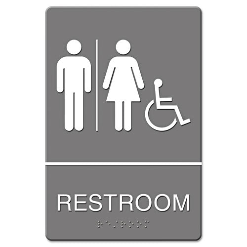 Ada Sign, Restroom-wheelchair Accessible Tactile Symbol, Molded Plastic, 6 X 9