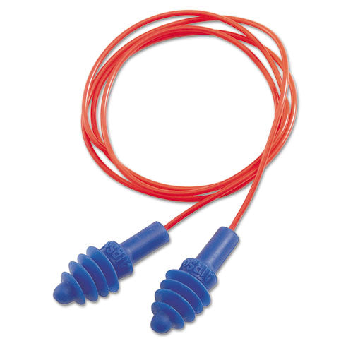 Dpas-30r Airsoft Multiple-use Earplugs, 27nrr, Red Polycord, Blue, 100-box