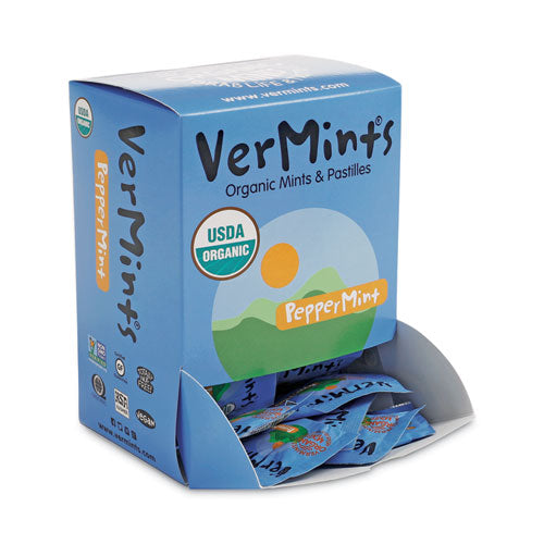 Vermints Organic Mints-pastilles, Peppermint, 2 Mints-0.7 Oz Individually Wrapped, 100-box