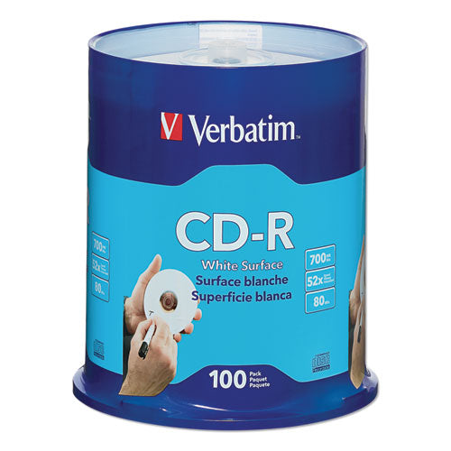 Cd-r Discs, 700mb-80min, 52x, Spindle, White, 100-pack