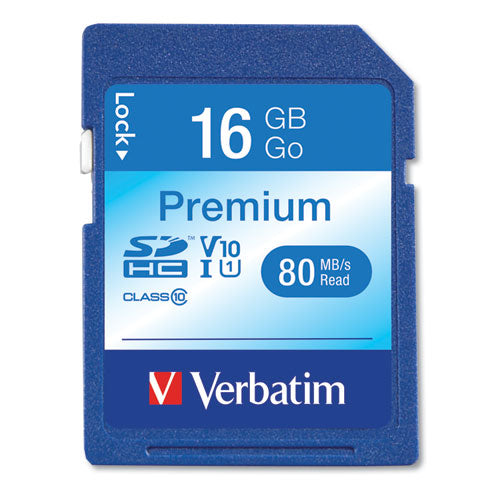 16gb Premium Sdhc Memory Card, Uhs-i V10 U1 Class 10, Up To 80mb-s Read Speed