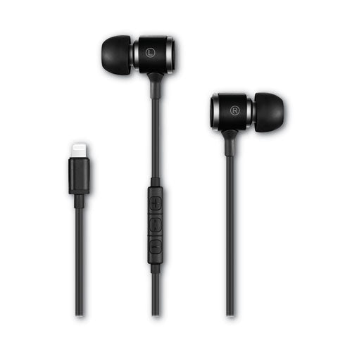 Jonagold Series Stereo Earphones With Built-in Mic, 4 Ft Cord, Black-silver