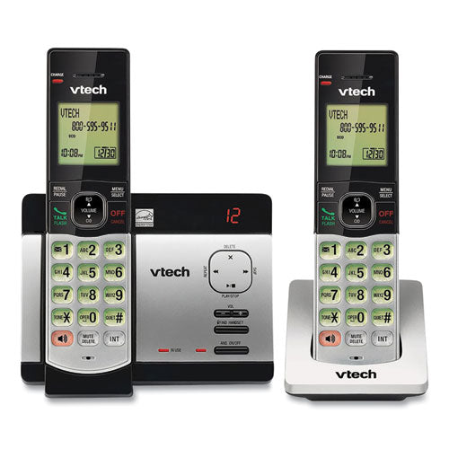 Cs5129-2 Two-handset Cordless Telephone System, Dect 6.0, Silver-black