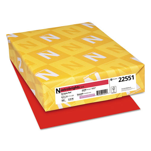 Color Paper, 24 Lb, 8.5 X 11, Re-entry Red, 500 Sheets-ream