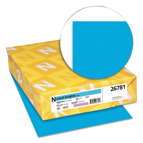 Exact Brights Paper, 20 Lb Bond Weight, 8.5 X 11, Bright Blue, 500-ream