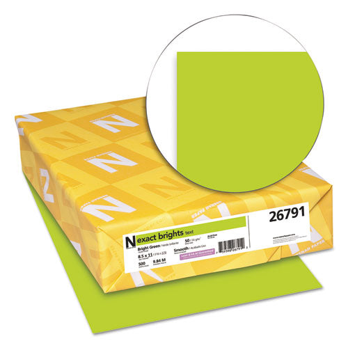 Exact Brights Paper, 20 Lb Bond Weight, 8.5 X 11, Bright Green, 500-ream