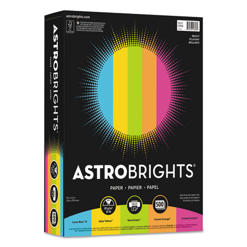 Color Paper -"bright" Assortment, 24 Lb Bond Weight, 8.5 X 11, Assorted Bright Colors, 500-ream