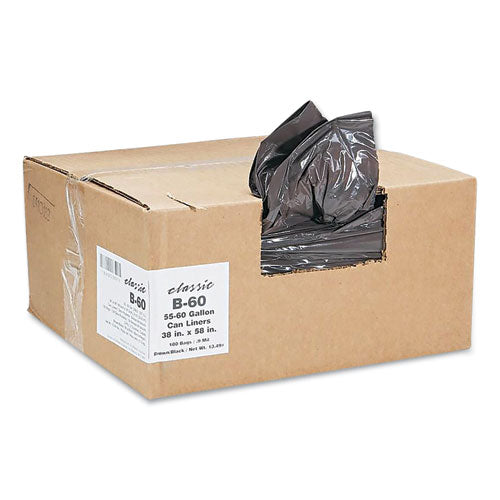 Linear Low-density Can Liners, 55 To 60 Gal, 0.9 Mil, 38" X 58", Black, 10 Bags-roll, 10 Rolls-carton