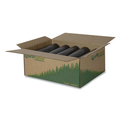 Linear Low Density Recycled Can Liners, 60 Gal, 1.25 Mil, 38" X 58", Black, 100-carton