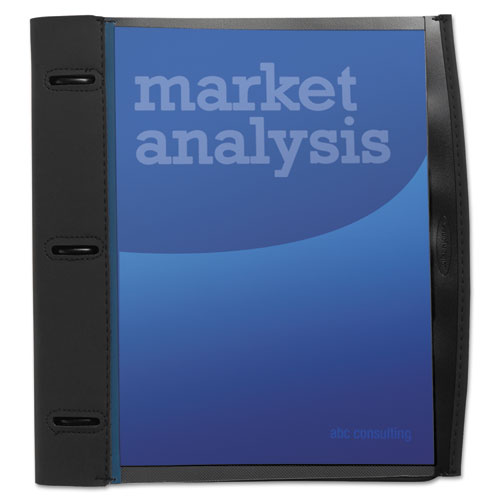 Smart-view Three-ring Report Cover, Ring Fastener, 8.5 X 11, Black-blue-black
