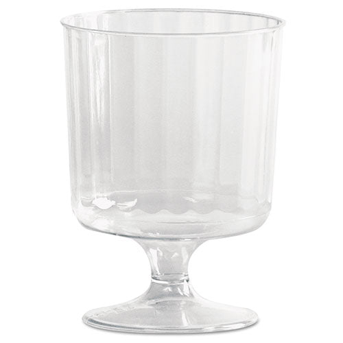 Classic Crystal Plastic Wine Glasses On Pedestals, 5 Oz, Clear, Fluted, 10-pack, 24 Packs-carton