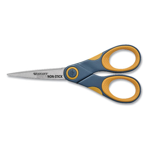 Titanium Bonded Scissors, 5" Long, Gray-orange Straight Handle