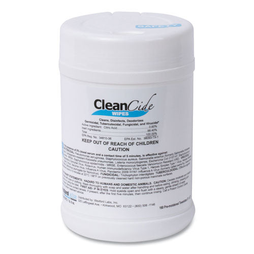 Cleancide Disinfecting Wipes, Fresh Scent, 6.5 X 6, 160-canister, 12 Canisters-carton