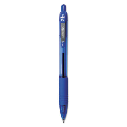 Z-grip Ballpoint Pen, Retractable, Medium 1 Mm, Blue Ink, Clear Barrel, Dozen
