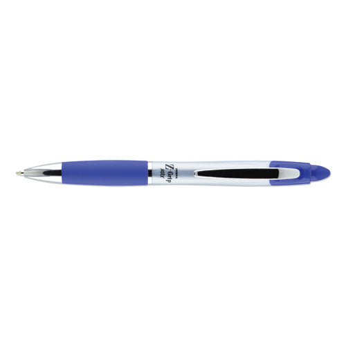 Z-grip Max Ballpoint Pen, Retractable, Medium 1 Mm, Blue Ink, Silver Barrel, Dozen