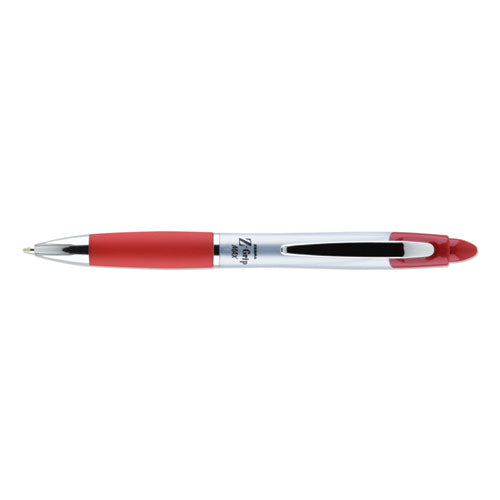 Z-grip Max Ballpoint Pen, Retractable, Medium 1 Mm, Red Ink, Silver Barrel, Dozen