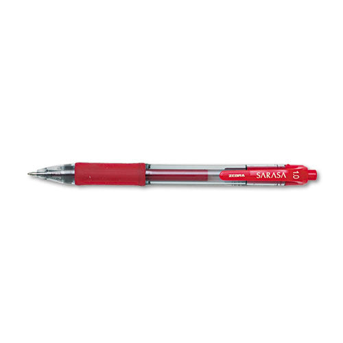Sarasa Dry Gel X20 Gel Pen, Retractable, Bold 1 Mm, Red Ink, Translucent Red Barrel, Dozen