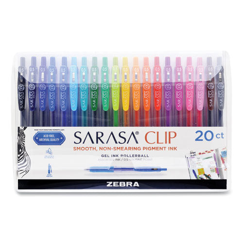 Sarasa Clip Gel Pen, Retractable, Fine 0.5 Mm, Assorted Ink And Barrel Colors, 20-pack