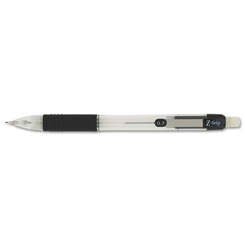 Z-grip Mechanical Pencil, 0.7 Mm, Hb (#2.5), Black Lead, Clear-black Grip Barrel, Dozen