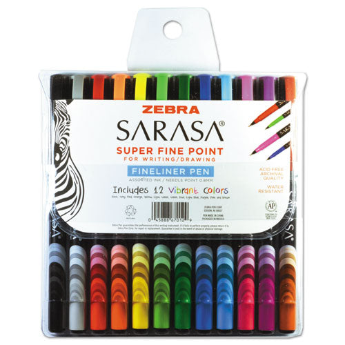Sarasa Porous Point Pen, Stick, Fine 0.8 Mm, Assorted Ink And Barrel Colors, 12-pack